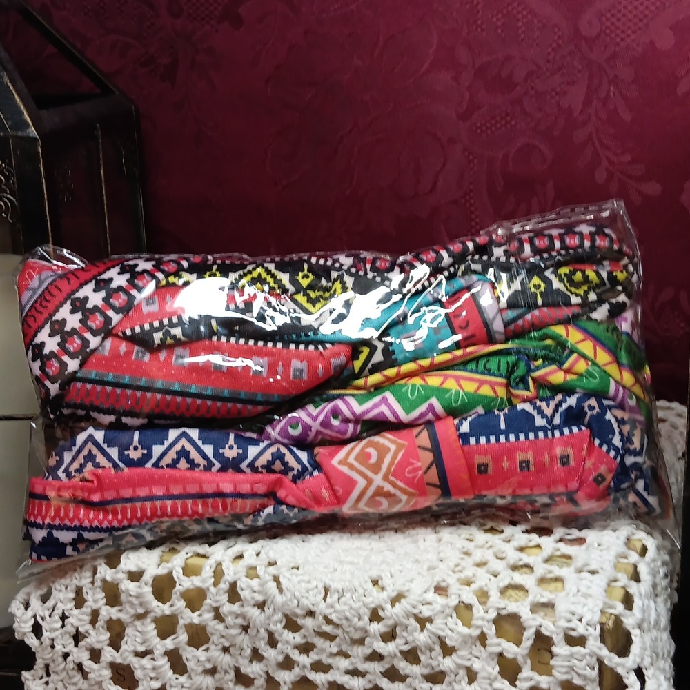 🆕️LAST SET❣️ BOHO RETRO AZTEC TRENDY MULTICOLOR HEADBANDS~ SET OF 4 Y2K TRENDY - Picture 10 of 12